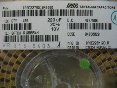 ***avx smt 220Âµf 10V low esr tantalum caps 400 pcs***