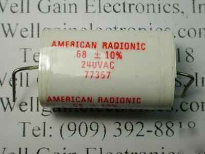 American radionic 0.68UF 240VAC 10% mp capacitor axial