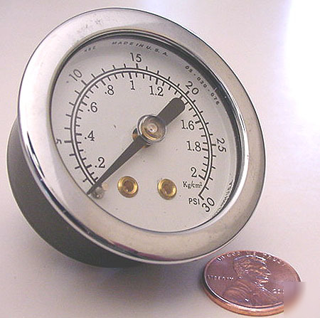 Center back mount pressure gauge ~ 30 psi ~ 1 1/2
