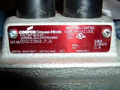 Crouse & hinds EDSC22868 dual push button & pilot 3/4