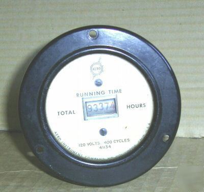 Elapsed time hour meter 120VAC/400 hz-non-resetable
