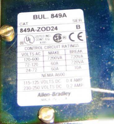 New allen bradley 849A-ZOD24 pneumatic timing relay 