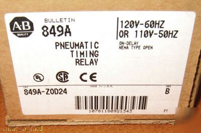 New allen bradley 849A-ZOD24 pneumatic timing relay 