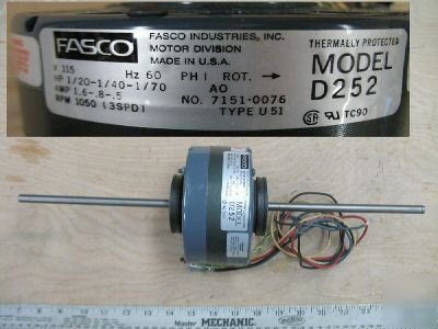 New fasco D252 dual shaft motor 115 vac 3 speed