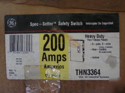 New ge 200 a / 600 v safety switch/disconnect THN3364 