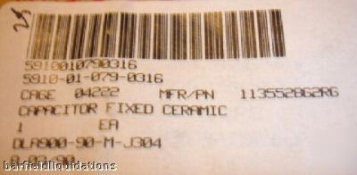 New lot 191 fixed ceramic capacitors p/n: 1135528G2RG