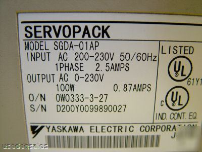 Yaskawa servopack servo drive 100W sgda-01AP