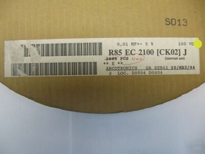 400PCS p/n R85EC2100 ; plastic cap 10NF +/- 5% 100V