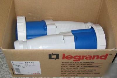 Lot of 2 legrand 58710 63A 2P+e 250V IP67 plugs