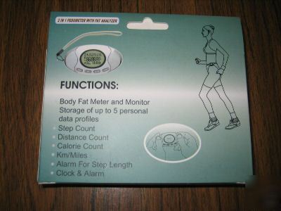 New pedometer counter w/step/fat/clock/alarm - A3003