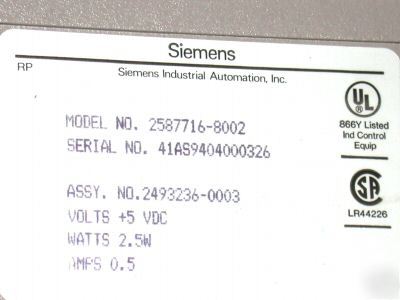 Siemens operator master control keyboard 2587716-8002