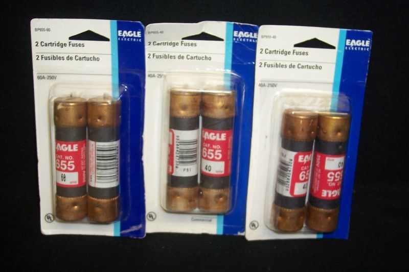 New 6 cartridge fuses - 40A-250V - 