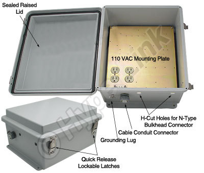 14X12X7 fiberglass 110 vac weatherproof nema enclosure