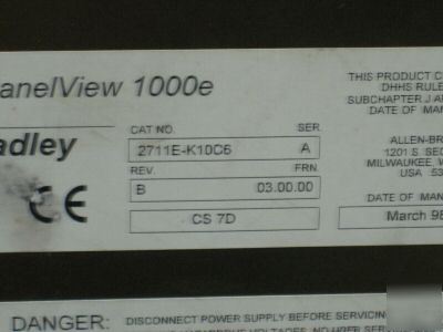 Allen bradley 2711E-K10C6 panleview 1000E series a