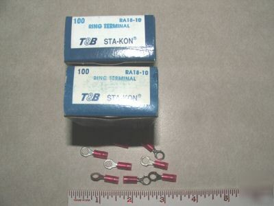 New 200 t&b RA18-10 stakon ring terminal insuld 22-16 