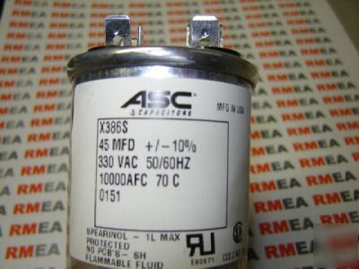 New asc capacitor X386S 45 nfd 330 vac lot of 4