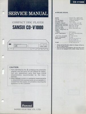 Sansui original service manual cd player cd-V1000