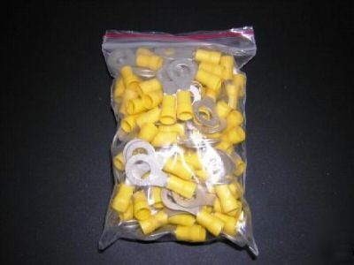 100 yellow ring terminal 12-10 gauge wire 5/16