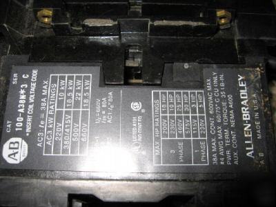 Ab allen-bradley contactor cat. no.100-A38N*3 30 hp