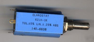 Clarostat potentiometer 62JA-1K +/-5%tol. 140-3868