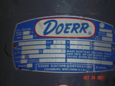 Doerr 3/4 hp 209 volt electric motor 
