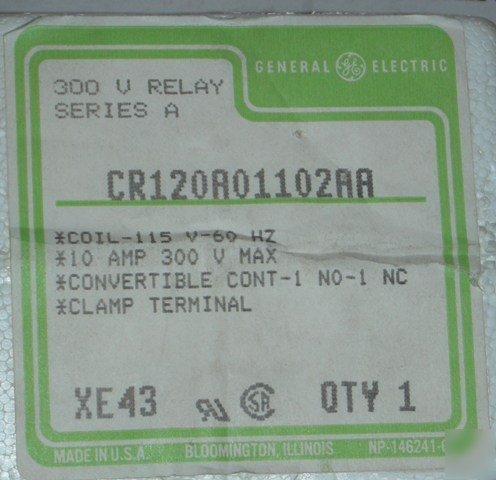 Ge general electric CR120A01102AA 300V relay 115V nos