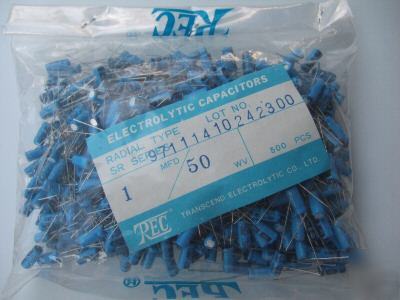 Lot 500 pcs electrolytic capacitors 1UF 50V rec radial