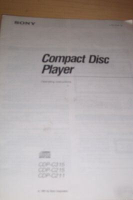 Sony compact disc player operating instructions