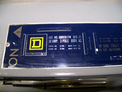 Square d qmb-361-t panel switch 30 amp 600 v disconnect