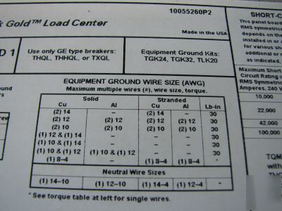 Ge power mark gold load center geh-6482 #107EE