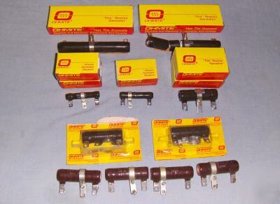 13 pc lot ohmite resistor 1, 5, 10, 25, & 750 ohm nos