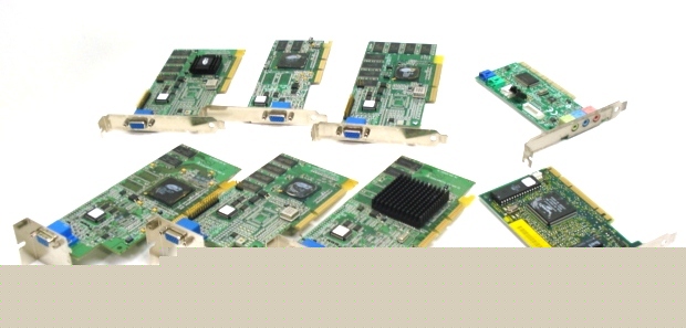 Lot of 8 video, sound and ethernet cards