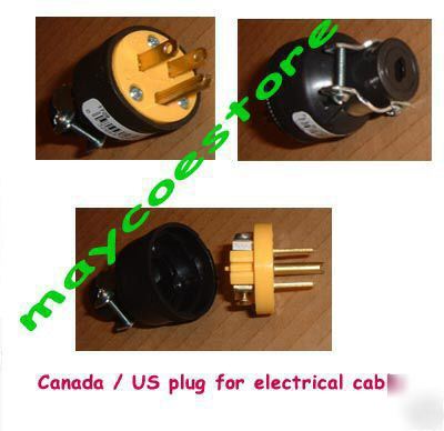 2 units 3 prong plug for electrical cable > us canada