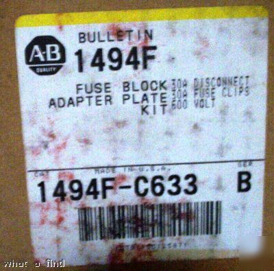 New allen bradley 1494F-C633 fuse block adapt warranty 