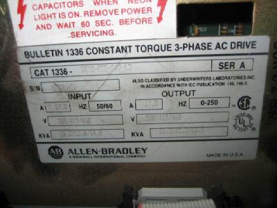 Ab allen bradley ac drive 1336-B010-E0D-FA2-L2 10 hp