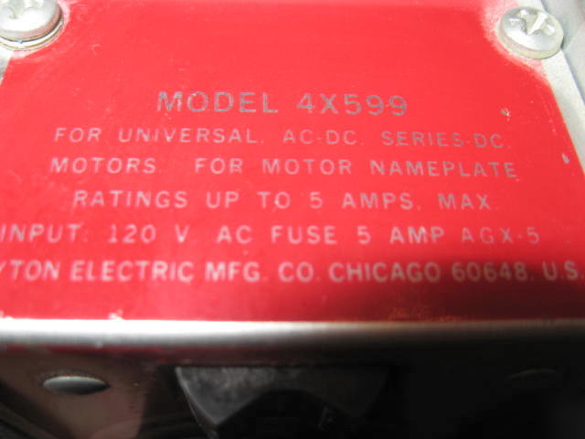 Dayton 5 amp speed control model 4X599 universal 120 v