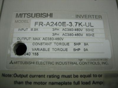Mitsubishi/freqrol fr-A240E-3.7K-ul inverter A200 rem