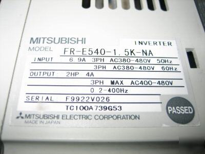 Mitsubishi/freqrol fr-E540-1.5K-na ac inverter E500 2HP