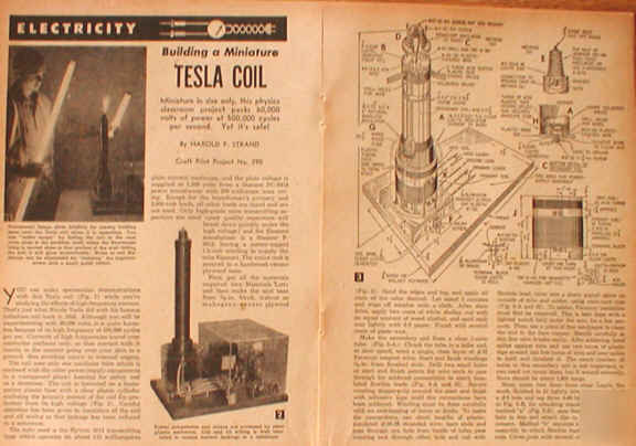 Miniture tesla coil plans 60,000 volts 500,000 cycles