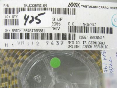 12000 BZX84-C43, 3000 BAS28E-6327, 425 TAJC336M016R