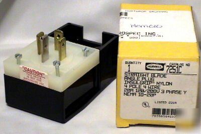Hubbell straight blade angle plug 20A 120/208V 