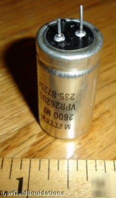 Mallory fixed ele capacitor 2600 mf 12V 105C 
