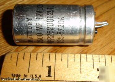 Mallory fixed ele capacitor 2600 mf 12V 105C 