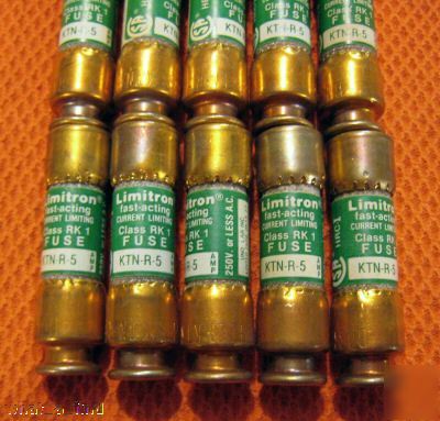 New 10 lot buss limitron ktn-r-5 fuse KTNR5 5 amp 250 v