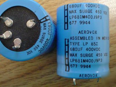 New 10PCS aerovox 400V 680UF 4-lead snap in capacitors 