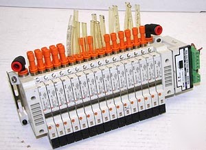 Smc EX120-SDN1 units w/ 16 VQ1101Y-5 solenoid valves