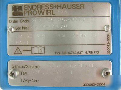 Endress hauser prowirl 70W flowmeter, hart, 1