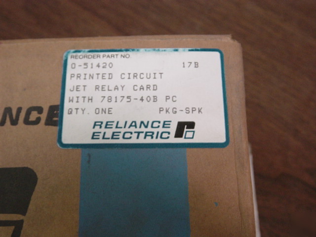 New reliance electric jet relay card, brand 0-51420