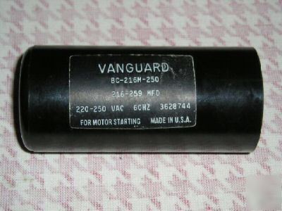 Vanguard motor starting capacitor 250V 189-227 mfd