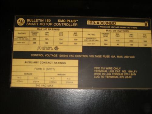 Allen bradley/ smart motor controller / bulletin 150